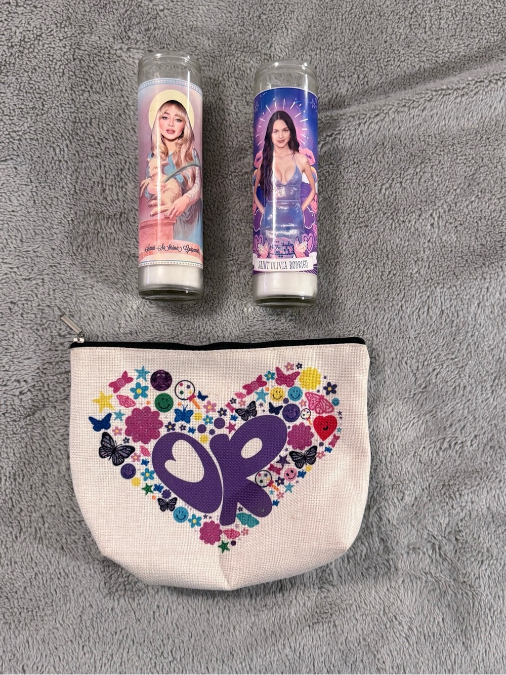 Pop-Princess Set: St Olivia Rodrigo/Sabrina Carpenter/Candles/Zip Pouch/Stickers